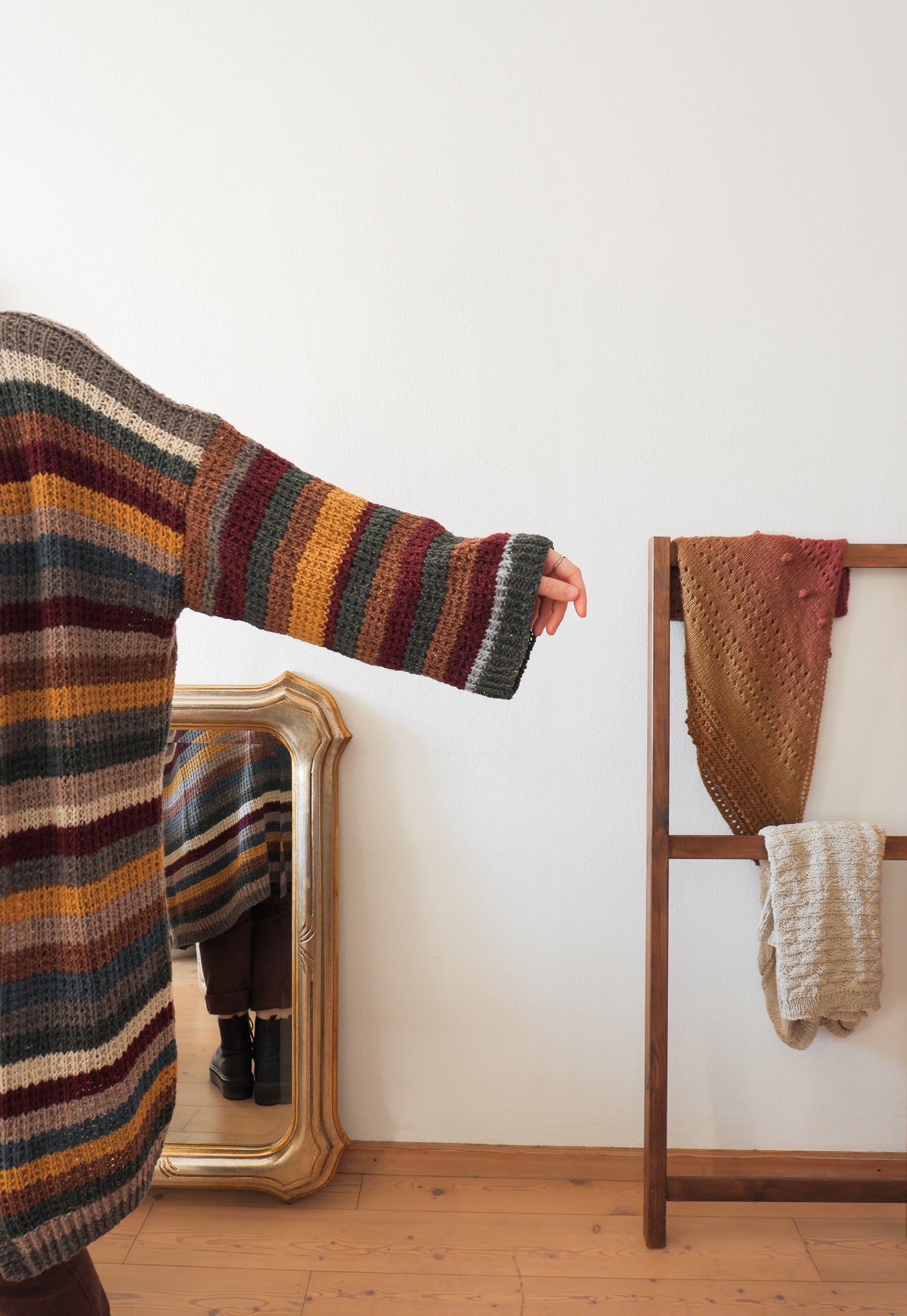 Cardigan lungo a righe