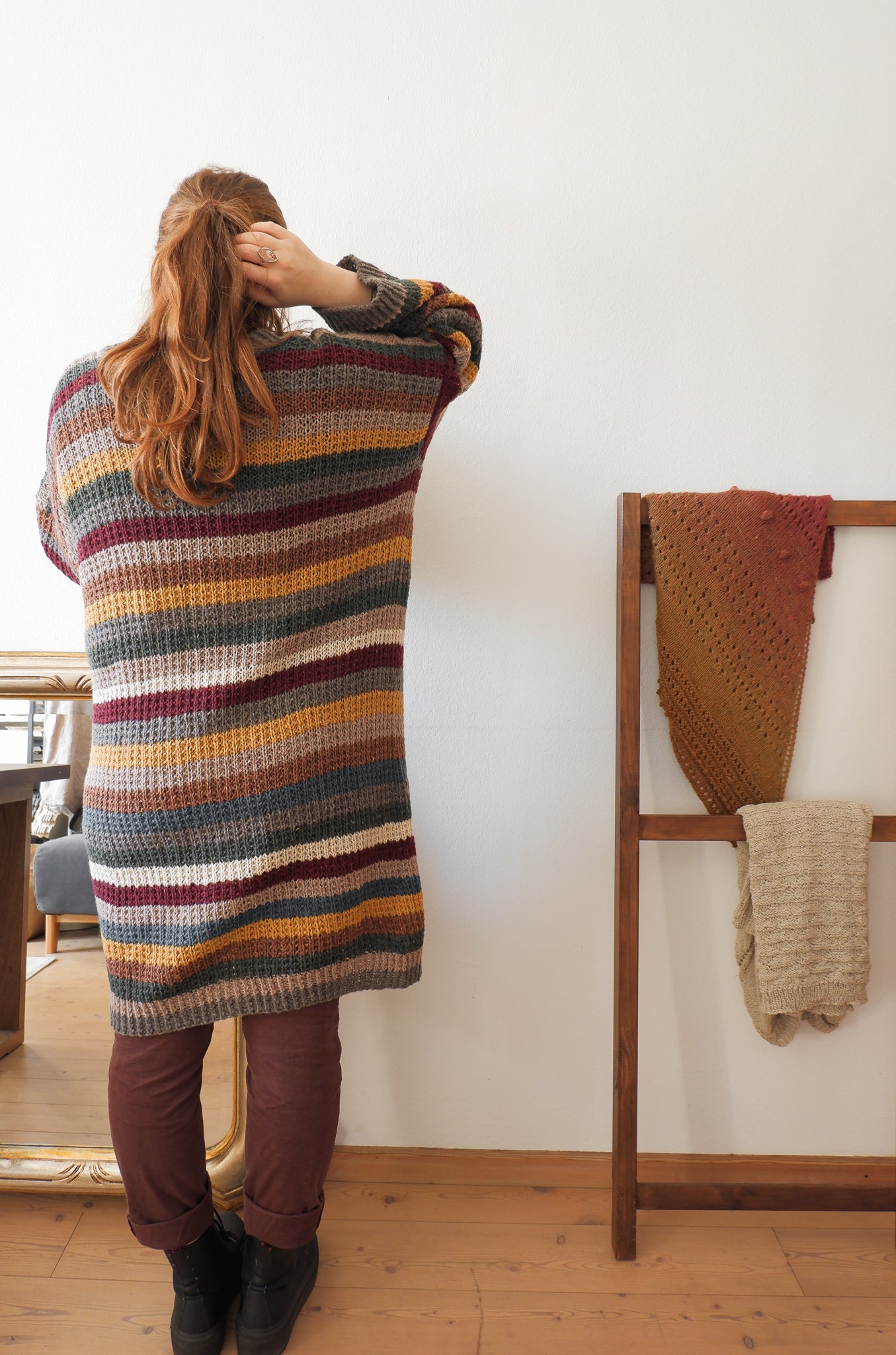 Cardigan lungo a righe