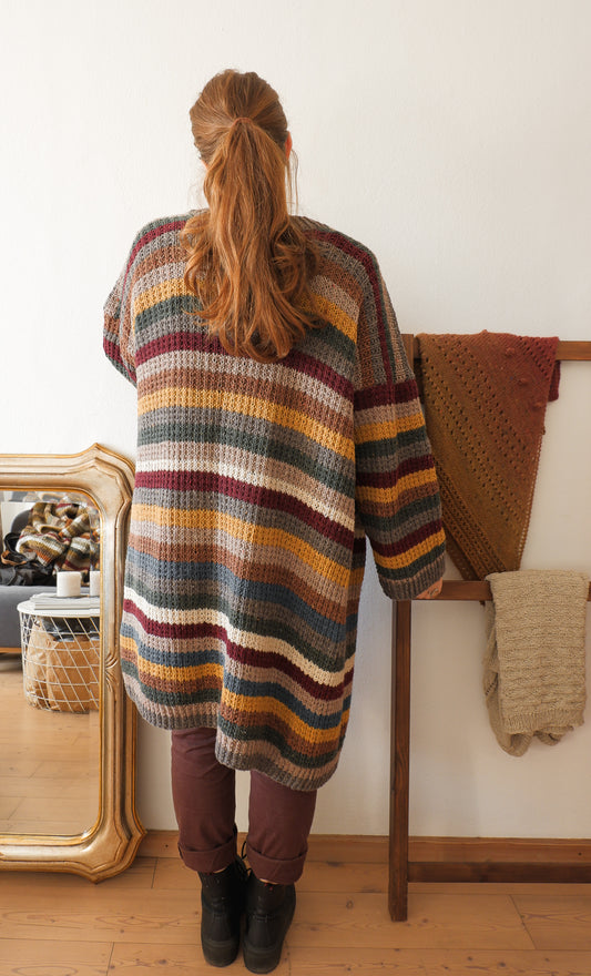 Cardigan lungo a righe