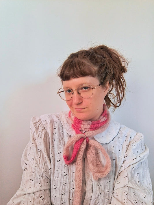 Fiocco sciarpa sottile in mohair e seta