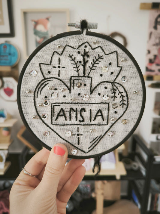 Cuore sacro ansia ricamo con cornice