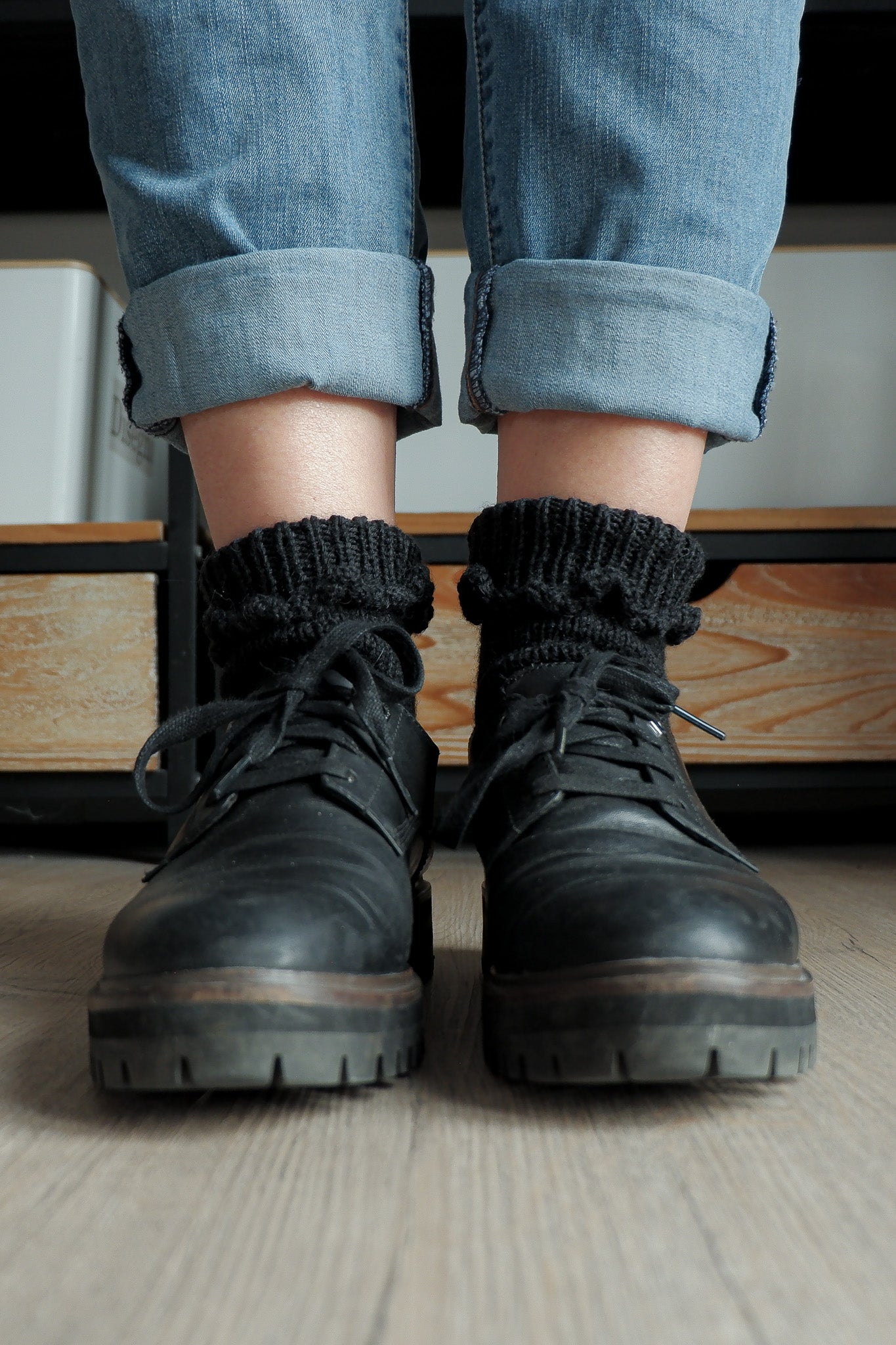 Calze in lana fine a balze