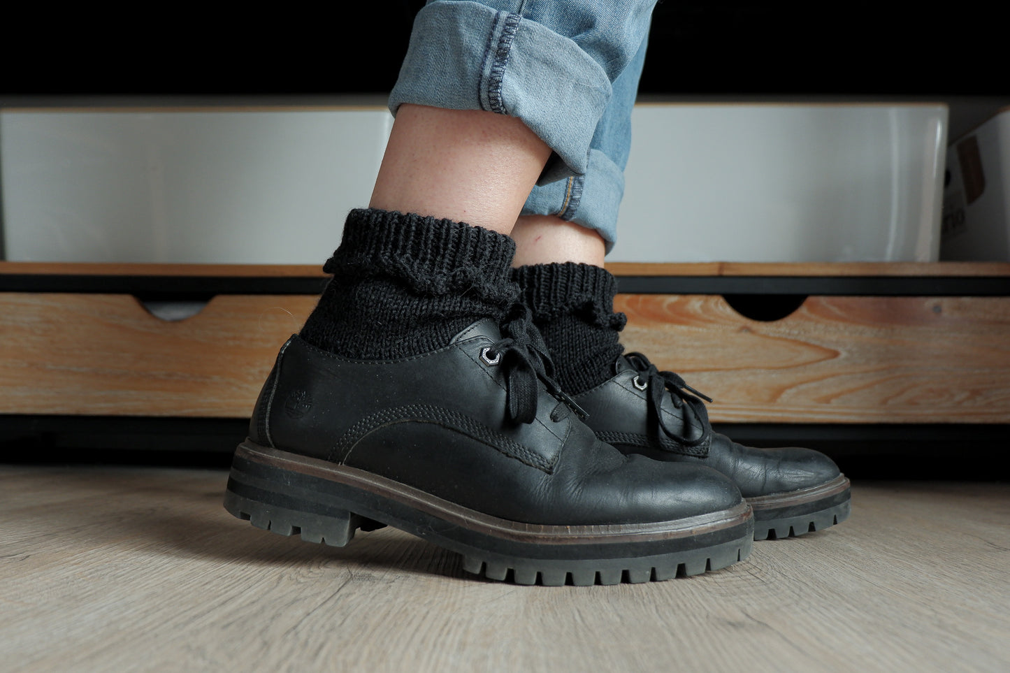 Calze in lana fine a balze