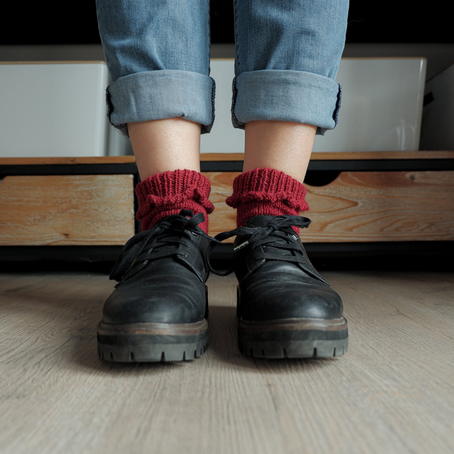 Calze in lana fine a balze