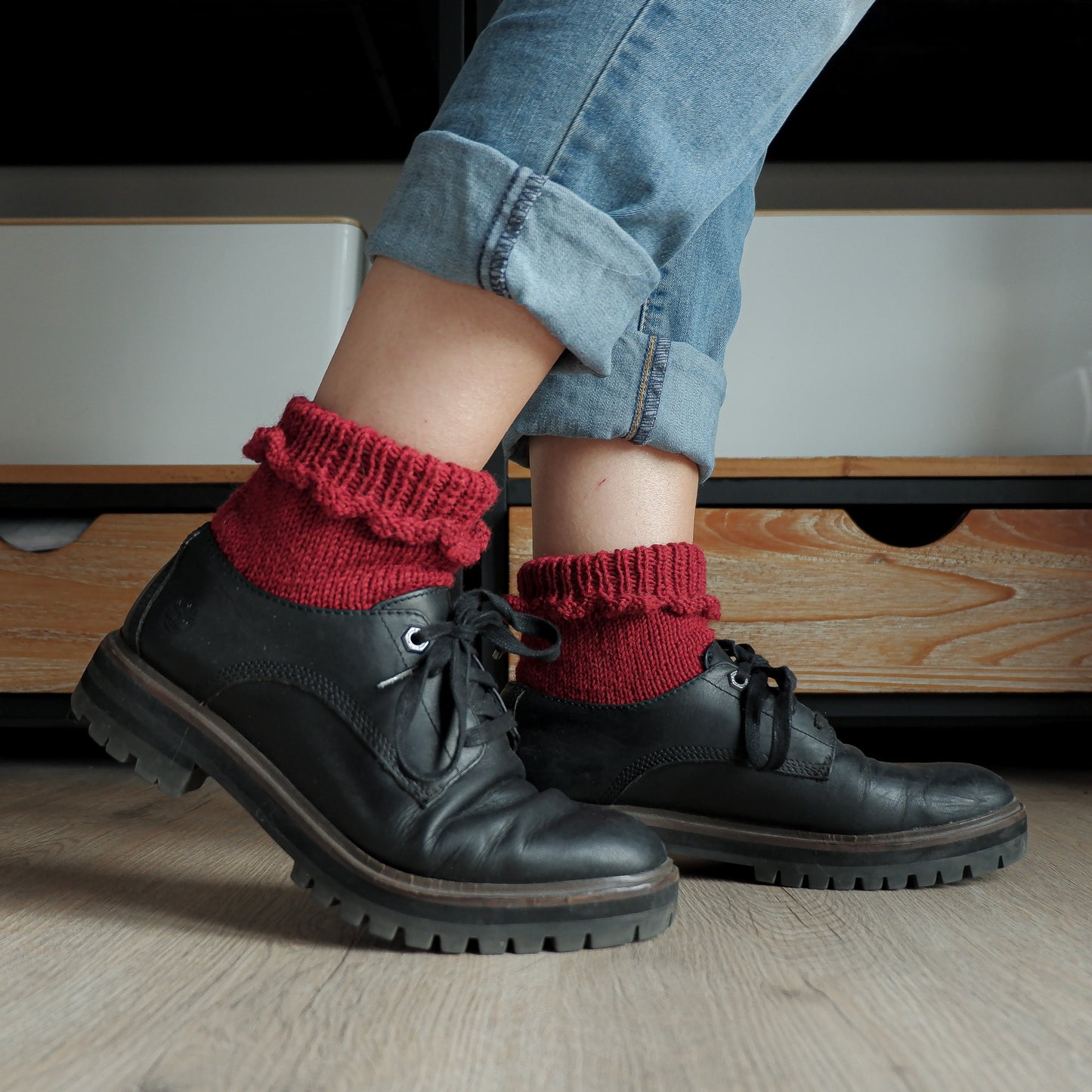 Calze in lana fine a balze