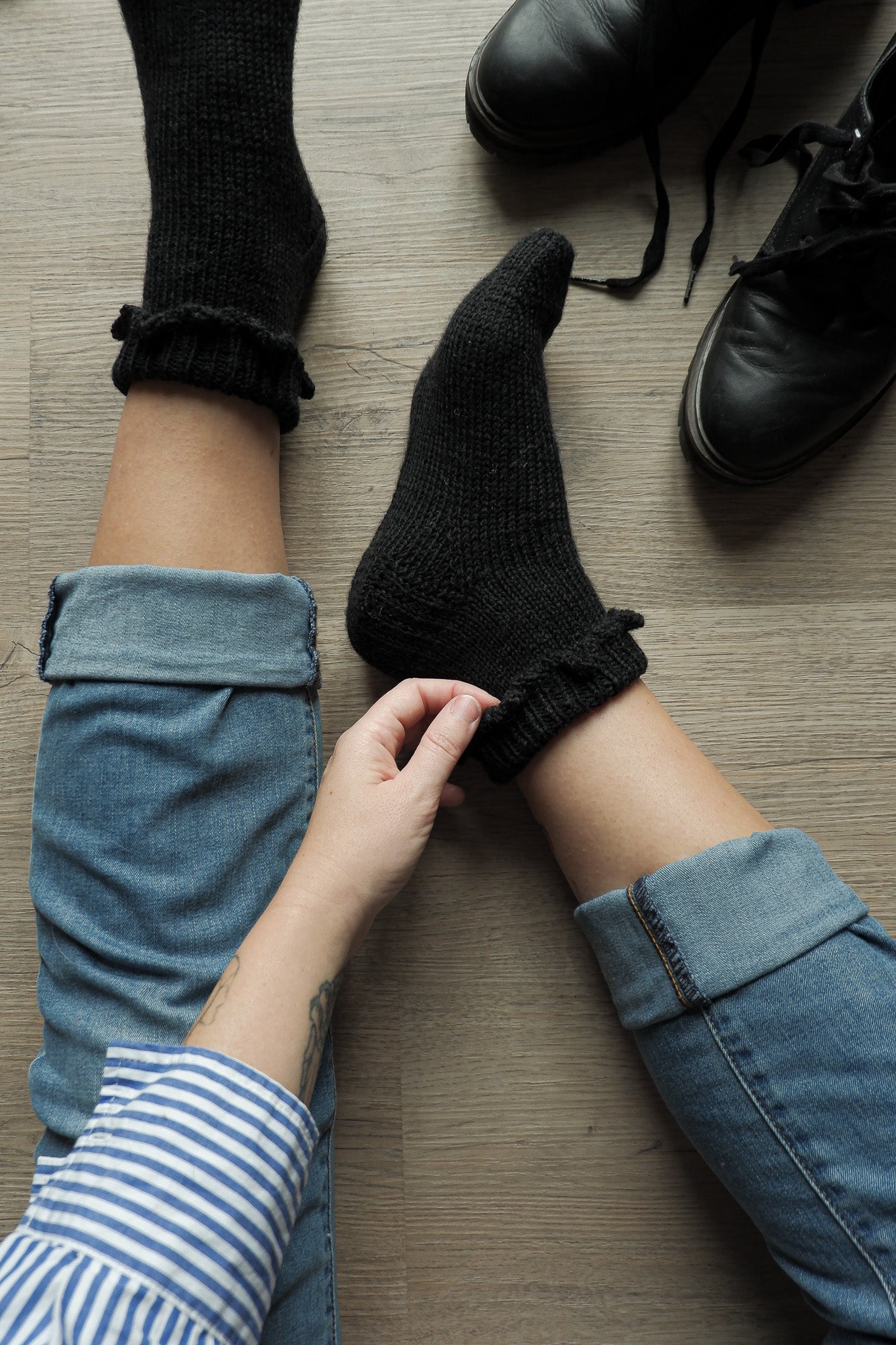 Calze in lana fine a balze