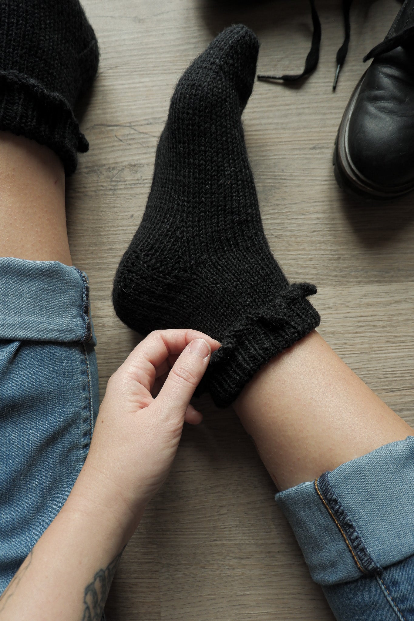 Calze in lana fine a balze